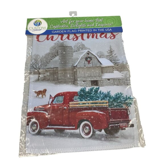 Farmhouse Christmas Garden Flag Holiday Party Banner Farm Truck Winter Decor New - Picture 3 of 5